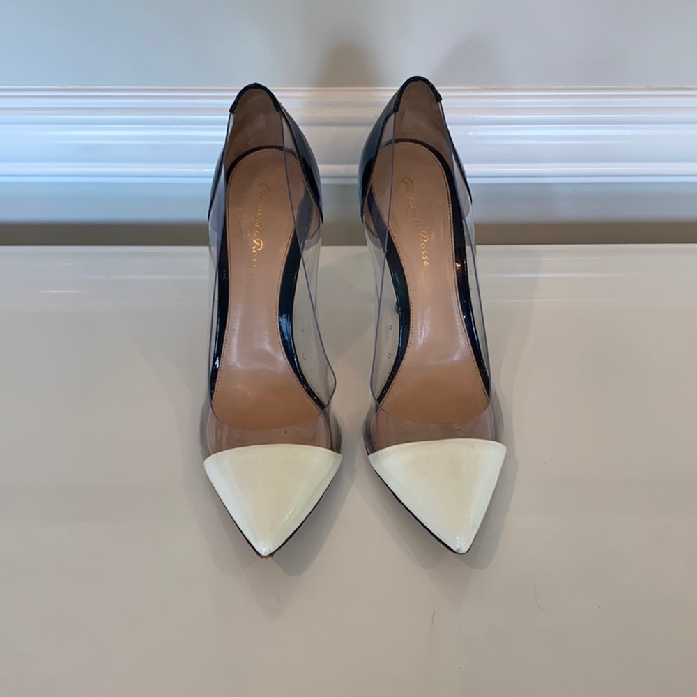 Gianvitto Rossi plexi contrasting-toe pump